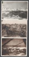 cca 1933 A Magas-Tátráról készült légi felvételek, 3 db fotó, az egyik hátoldalán részletes adatokkal, 11x16 cm körüli méretben // cca 1933 Aerial photographs of the High Tatras (Vysoké Tatry), 3 pcs, one with detailed description on the reverse, around 11x16 cm