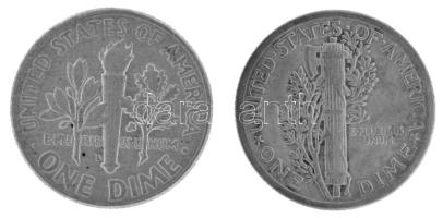 Amerikai Egyesült Államok 1920. 1d (10c) Ag "Mercury" + 1964D 1d (10c) Ag "Roosevelt&...