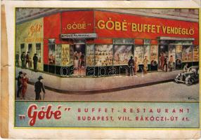 1936 Budapest VIII. Góbé Buffet vendéglő, étterem. Rákóczi út 41. - reklám. Löbl D. és Fia kiadása s: Pámmer I. (szakadás / tear)
