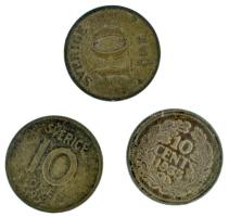 Hollandia 1935. 10c Ag "Vilma" + Svédország 1935. 10ö billon + 1953. 10ö billon T:VF patina Netherlands 1935. 10 Cent Ag "Wilhelmina" + Sweden 1935. 10 Öre billon + 1953. 10 Öre billon C:VF patina