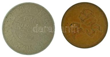 Ausztria 1938. Bécs"W St B" (Wiener Straßenbahnen) kétoldalas bronz tömegközlekedési bárca villamosra (22mm) + Kanada DN(1962-1990) "Pont Champlain Bridge" kétoldalas Cu-Ni útdíjjegy / híd bárca (25,5mm) T:XF,VF Austria 1938. Wien"W St B" (Wiener Straßenbahnen) two-sided bronze public transport token for tram (22mm) + Canada ND(1962-1990) "Pont Champlain Bridge" two-sided Cu-Ni toll token / bridge token (25,5mm) C:XF,VF