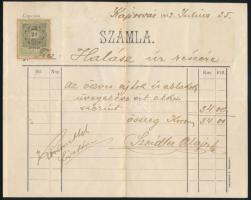 1903 Kaposvár, Szeidler Alajos üveges által kiállított számla, 2f okmánybélyeggel