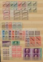 Magyar készlet 50-es évek előtti bélyegekkel, négyestömbökkel, főleg bélyegzés nélküli bélyegekkel