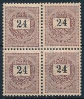 1898 Feketeszámú 24kr négyestömb 12 : 11 3/4 fogazással (22.400)