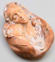 Mária a kis Jézussal, esztergált fa dombormű, 20x15 cm