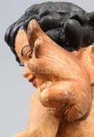 Faragott fa angyal figura, m: 21 cm