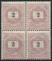 1898 Feketeszámú 2kr négyestömb 12 : 11 3/4 fogazással