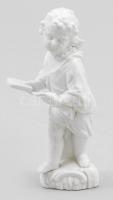 cca 19. sz. vége, Porcelán fiú figura, feltehetően KPM, jelzett, kopással, m: 10,5
