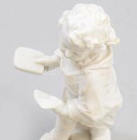 cca 19. sz. vége, Porcelán fiú figura, feltehetően KPM, jelzett, kopással, m: 10,5