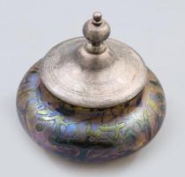 cca 1900, Kralik "Baccilus" mintás üvegtárgy, lefűrészelve bonbonierré alakítva, m: 9,5 cm