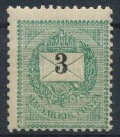 1898 Feketeszámú 3kr 12 : 11 3/4 fogazással, elcsúszott értékszámmal, 2 irányba elfogazva