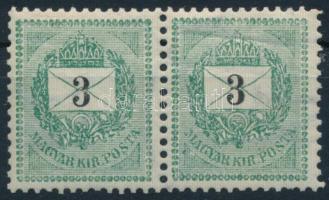 1898 Feketeszámú 3kr pár 12 : 11 3/4 fogazással (törések / folds)
