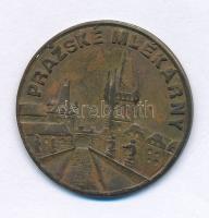 Csehszlovákia DN "ZÁLOHA 1Kč / Pražské Mlékárny" kétoldalas sárgaréz kereskedelmi zseton (26mm) T:XF,VF, patina Czechoslovakia ND "ZÁLOHA 1Kč / Pražské Mlékárny" two-sided brass trading token (26mm) C:XF,VF, patina