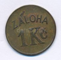 Csehszlovákia DN "ZÁLOHA 1Kč / Pražské Mlékárny" kétoldalas sárgaréz kereskedelmi zseton (...