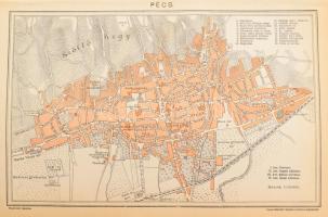 cca 1900 Magyar városok, tájak térképei a Pallas Nagy Lexikonából, össz. 9 db: Eger, Győr, Sopron, H...