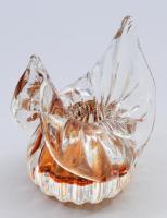 Murano részben borostyán színezésű váza, jelzés nélkül, alján karcokkal, m: 14,5 cm