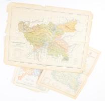 cca 1900-1920 9 db magyar vármegye térkép, részben a Pallas Nagy Lexikonából, változó méretben és állapotban