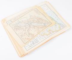 67 db a világ különböző tájait ábrázoló térkép a Pallas Nagy Lexikonából, vegyes méretben és állapotban