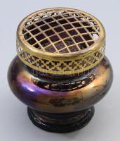 Kralik üvegedény potpourrivá alakítva, egy darabja letört, m: 12 cm