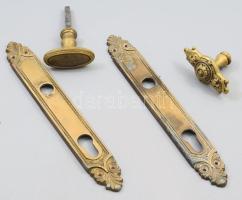 Régi bronz zárcímer és fogógomb