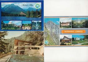 17 db MODERN Magas Tátra képeslap vegyes minőségben, közte 1 préselt havasi gyopár / 17 modern Vysok...