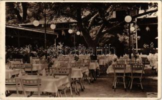 Budapest VI. 1858 óta fennálló vendéglő a "Kéményseprő"-höz, étterem kerthelyisége. Aréna út 106. (ma Dózsa György út) (Rb)