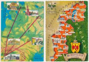 8 db MODERN térkép képeslap / 8 modern map postcards