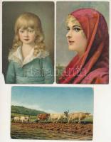 7 db RÉGI Stengel művészlap, közte litho / 7 pre-1945 Stengel art postcards, with litho