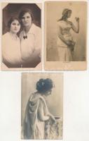 HÖLGYEK - 10 db RÉGI fotós képeslap / LADIES - 10 pre-1945 photo postcards