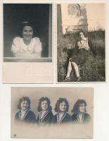 HÖLGYEK - 10 db RÉGI fotós képeslap / LADIES - 10 pre-1945 photo postcards