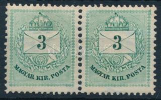 1881 Színesszámú 3kr pár 12 11 3/4 fogazással