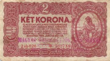 1920. 2K + 1945. 100.000P + 1946. 1000.000.000MP mindkettő "Magyar Éremgyűjtők... vándorgyűlése" fny-sal T:III