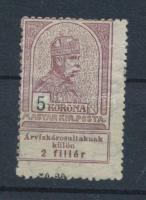 1913 Árvíz I. 5K bélyeg látványosan elfogazva