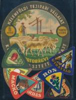 8 db régebbi sajtcímke, közte Hortobágyi ömlesztett juhsajt, Mackó sajt, stb.