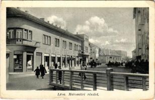1939 Léva, Levice; Malom téri részlet, üzletek. Fotó Hajdu / square, shops (kis szakadás / small tear)