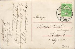 1912 Zsidó férfi, üdvözlőlap héber szöveggel. Judaika / Jewish man, greeting postcard with Hebrew te...