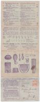 1915 Budapest V. Faludi Henrik és Társa nagykereskedés hadi felszerelések reklámja, leporello lap. Akadémia utca 1. / Hungarian military equipment advertisement leporello card (kis szakadások / small tears)