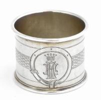 Ezüst(Ag) monogramos szalvétagyűrű, jelzett, d: 4,5 cm, nettó: 25 g