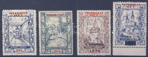 1933-36 Miskolci-hét 4 db emlékbélyeg