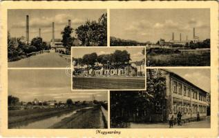 1941 Nagysurány, Surany; mozaiklap, cukorgyár, iroda, vasútállomás / sugar factory, office, railway station