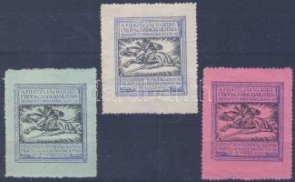 1930 Filatéliai Kurir 3 db emlékbélyeg színes papíron