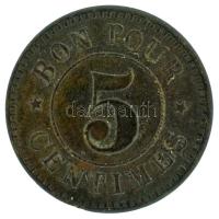 Svájc DN Fribourg 5c "Hotel des Merciers" kétoldalas sárgaréz kereskedelmi zseton (19mm) T:XF, patina, kis peremhiba Switzerland ND Fribourg 5 Centimes "Hotel des Merciers" two-sided brass trading token (19mm) C:XF, patina, small edge error