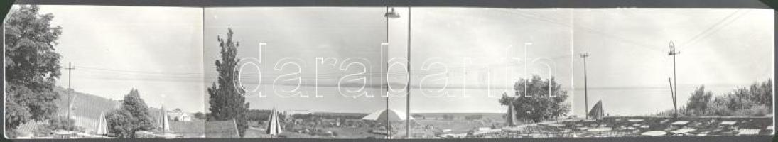 Balatoni látkép, 4 részből összeállított panoráma fotó, 7,5x46 cm