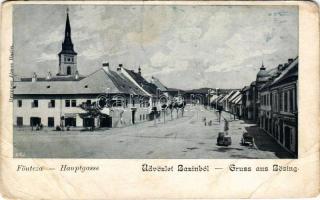 Bazin, Bösing, Bözing, Pezinok; Hauptgasse / Fő utca, üzletek. Brunner János kiadása / street, shops (b)