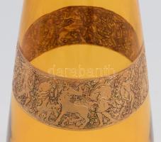 Moser stílusú aranyfrízes váza, m: 27,5 cm