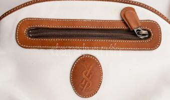 cca 1985 Yves Saint Laurent bőr táska, használt állapotban, 19x23 cm