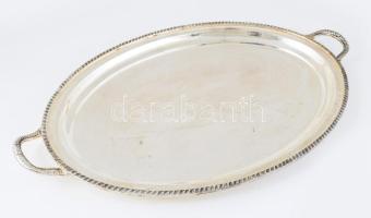 Sheffield angol nagyméretű ezüstözött tálca, jelzett, 59x37 cm