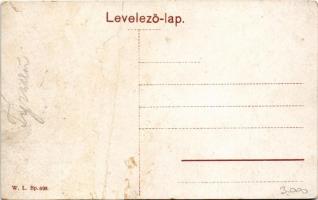 Nagyszombat, Tyrnau, Trnava; Rákóczi Ferenc utca, Városháza, üzletek. W.L. Bp. 698. / street view, t...