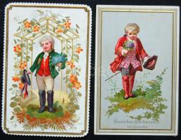 2 db dombor litho üdvözlőkártya / 2 Embossed litho greeting cards