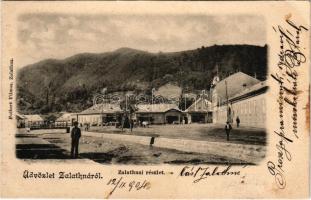 1904 Zalatna, Zlatna; részlet, látkép, üzletek. Folberth Vilmos kiadása / general view, shops (EB)